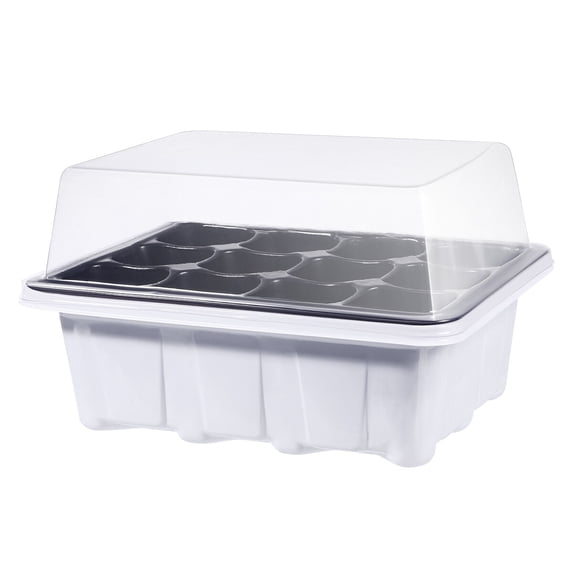SKISUNO 10 Pack Growing Tray with Dome for Gardening Bonsai and Succulent Plants 12 Cells White