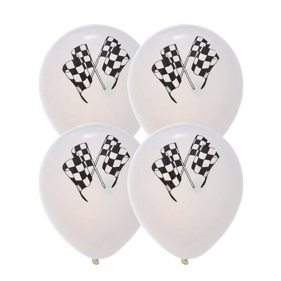 SKISUNO 10Pcs Checkered Flag Party Supplies Balloons for Race Car Themed Celebrations