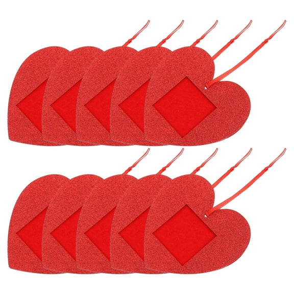 SKISUNO 10Pcs Heart Shaped Red Felt Photo Frames for Valentine's Day Decoration and Crafts