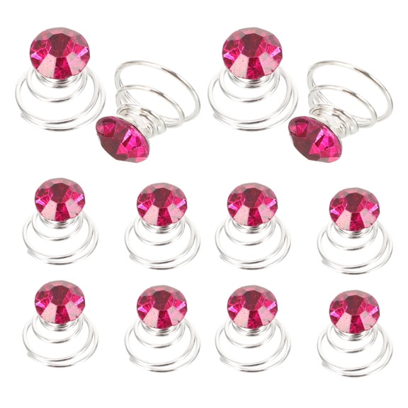 SKISUNO 12-Pack Lightweight Rosy Metal Spiral Hairpins with Rhinestones for Secure Updos and Hairstyles