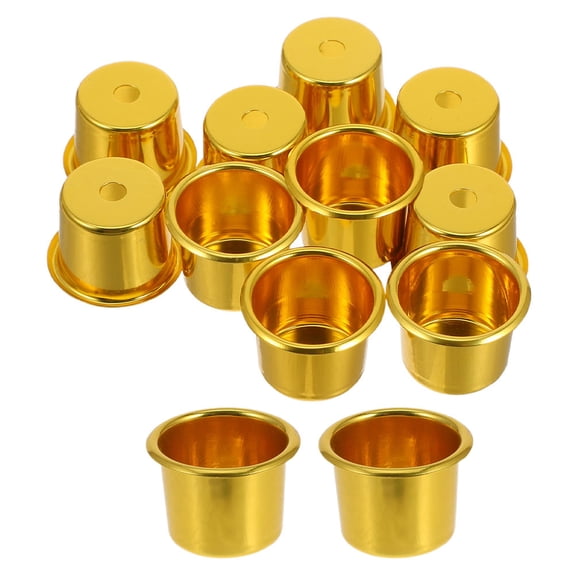 SKISUNO 12Pcs Metal Candle Cups in Plated Gold for Wedding Table Decor and Candle Making Crafts