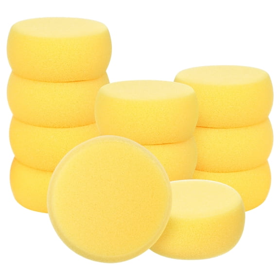 SKISUNO 12pcs Round Painting Sponge Yellow Artist Craft Clay Watercolor Sponges for Face Painting Pottery Ceramics Art Crafts Household Use