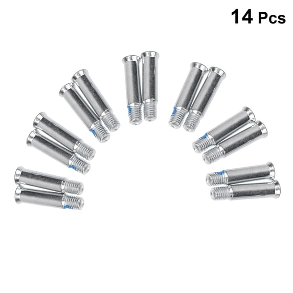 SKISUNO 14Pcs Metal Roller Skates Screw Axle for Skaters Silver 3.5x0.8x0.8Cm