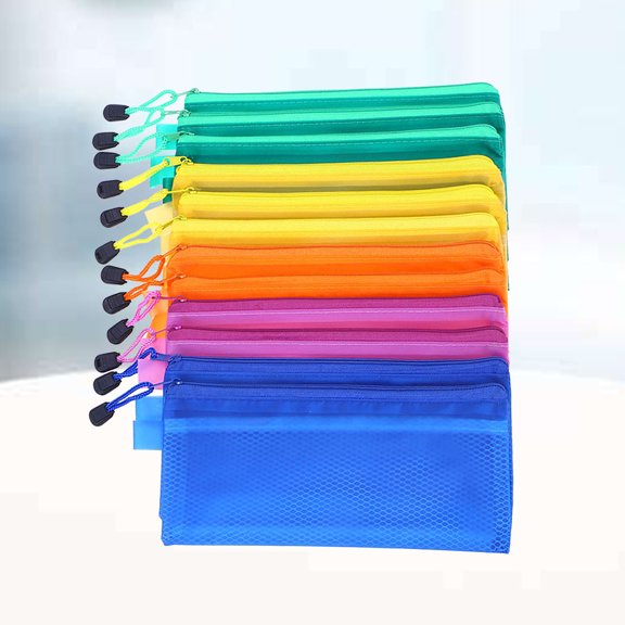 SKISUNO 15Pcs File Bag Assorted Color Rectangular Waterproof for Travel and Document Folders