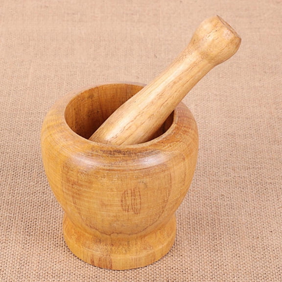 SKISUNO 1Pack Garlic Press Grinder Wooden Presser for Crushing Garlic and Ginger Wood Color