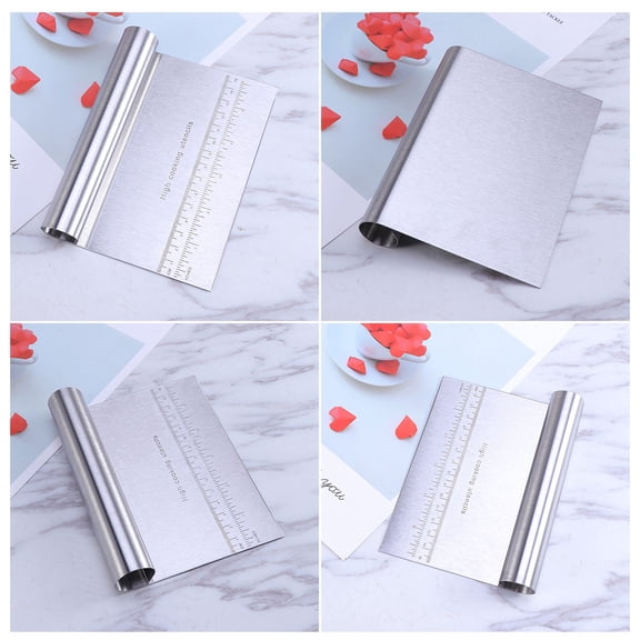 SKISUNO 1Pack Silver Dough Scraper for Baking and Cooking in Kitchens