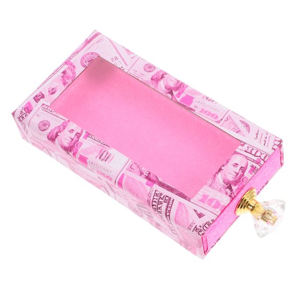 SKISUNO 1Pc Pink Cardboard Eyelash Box for Storage False Eyelash Organizer with Drawer Design