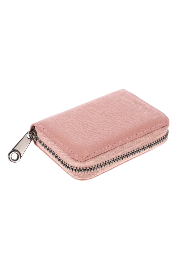 1Pcs Pink Pu Wallet Anti Theft Pocket Cards Protective Purse Multi Grid Slots 11.8x3.3x1.2in