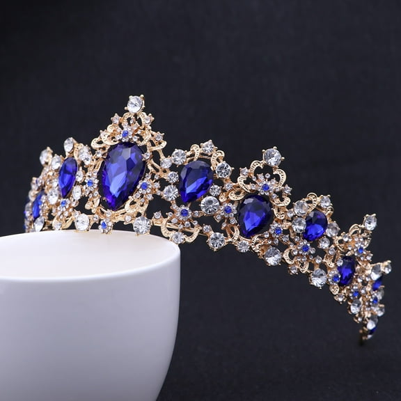 SKISUNO 1Pcs Tiara Crowns For Women Big Bridal Tiara With Crystals Wedding Crown In Dark Green Color