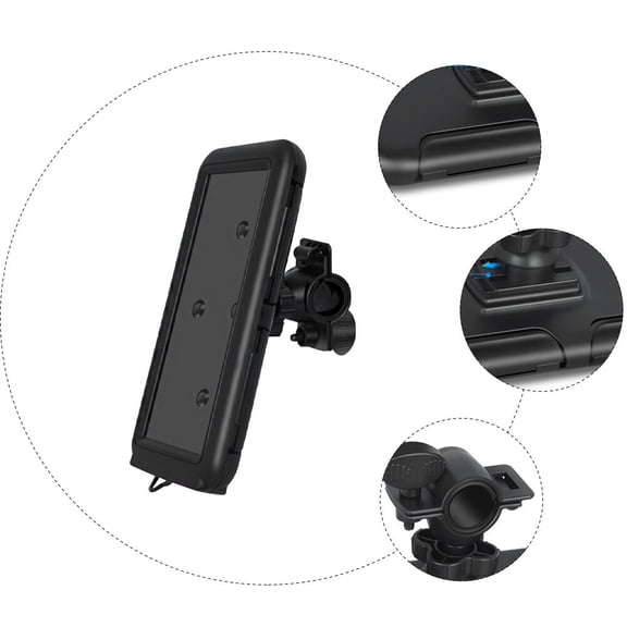 SKISUNO 1Set Waterproof Motorcycle Phone Holder Black ABS PC for Riding Outdoor Activities