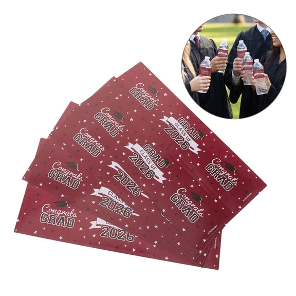 SKISUNO 20-Pack Party Bottle Wrappers and Graduation Stickers for Cups, Tumblers, and Drinkware Decor