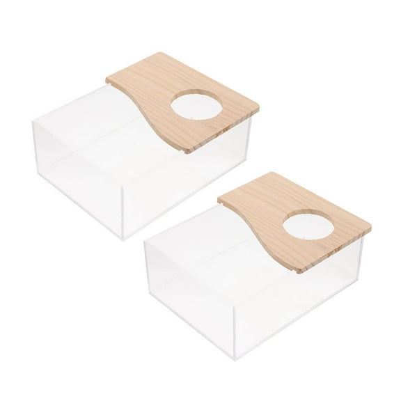 SKISUNO 2Pcs Clear Acrylic Chinchilla Bathtubs Lightweight Household Sand Box for Pet Use