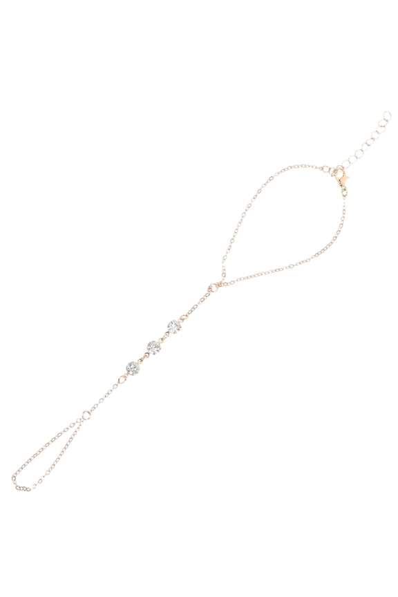 2Pcs Golden Rhinestone Hand Chain Jewelry with Unique Finger Link Design for Comfortable All Day Wear