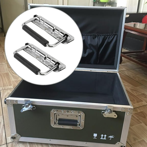SKISUNO 2Pcs Silver Flight Case Folding Handles Aluminum Knobs Abrasion Resistant Strong Load Bearing