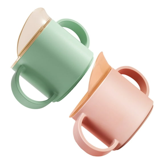 SKISUNO 2pcs Non Spill Sippy Cups with Double Handles for Boys Weaning and Training