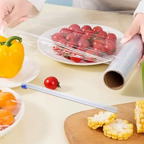 SKISUNO 3Pcs Plastic Wrap Cutter Kitchen Tool Transparent Slide Cutter for Food Cling Film and Foil