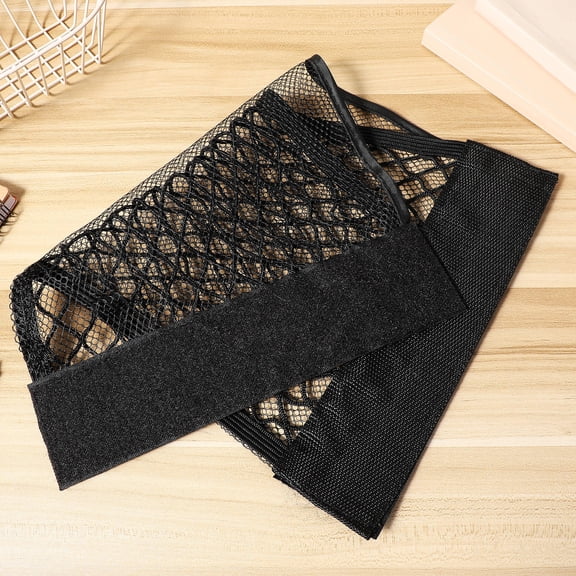 SKISUNO 4Pcs Black Elastic Mesh Cargo Nets with Adhesive for Car Trunk and Rv Interior Storage