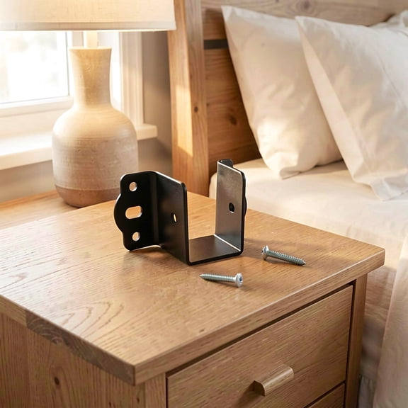 SKISUNO 4Pcs Black Metal Bed Frame Brackets U Shaped Rail Fittings for Stable Connection