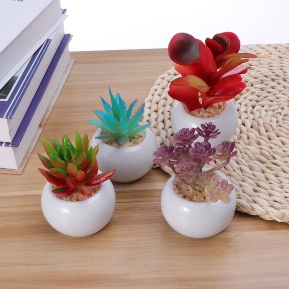 SKISUNO 4-Pack Artificial Plants Assorted Colors for Home, Office, Desk & Indoor Decoration