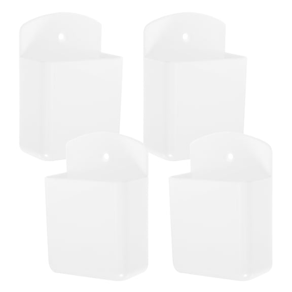 SKISUNO 4-Mounted Remote Control Holder Organizer in White with Rectangular Design - Home Storage and Organization Solution
