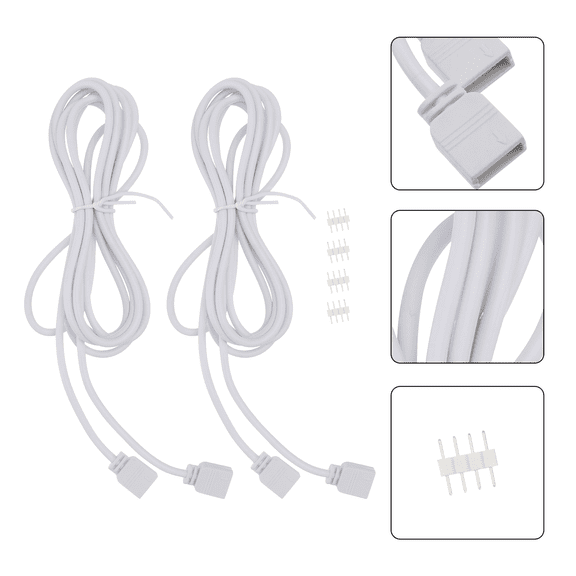 SKISUNO 4Pcs White LED Strip Extension Cord with Durable PVC for Seamless Rgb Smd 5050 3528 Use