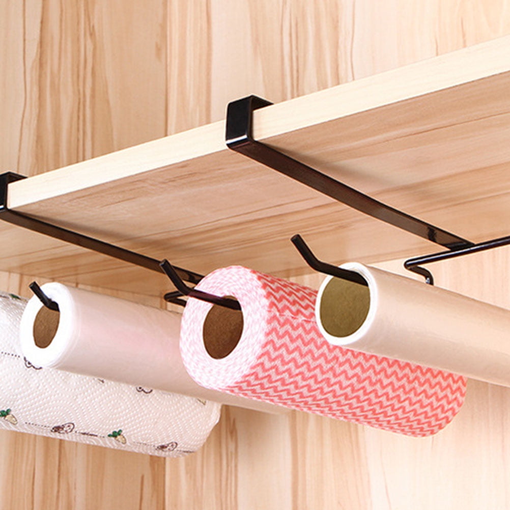 SKISUNO 4Set Wrap Carrier Black Kitchen Tissue Holder For Cabinet Door ...