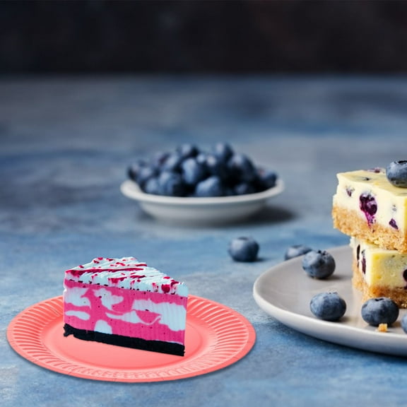 SKISUNO 50Pcs Disposable Colored Paper Cake Plate for Special Celebrations 7 Inches