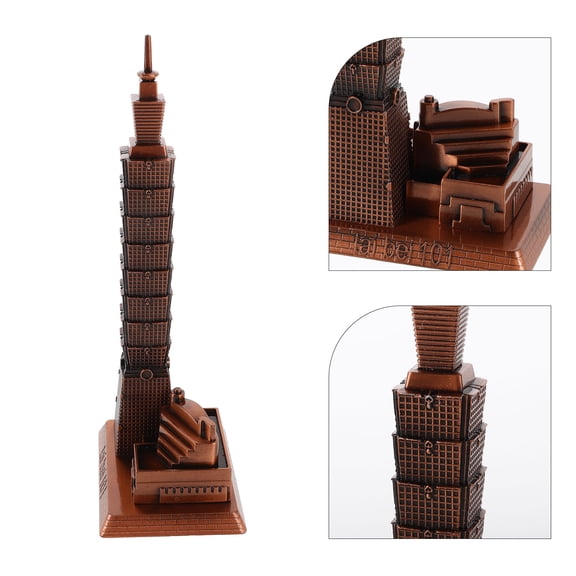 SKISUNO Dark Brown Alloy Chinese Architecture Model Building Decor for Collectors - 1 Piece Detailed Miniature