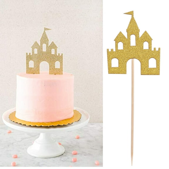 SKISUNO Birthday Cake Toppers 12pcs Glitter Castle Cake Picks Wedding And Party Decorations Food Picks For Desserts