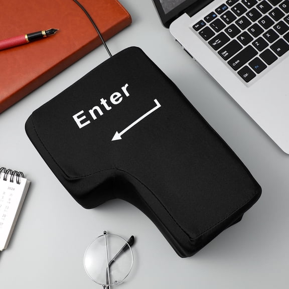 SKISUNO Giant Enter Key Pillow Big Enter Key 1Pcs Nap Pillow Black Nylon Sponge Rectangular