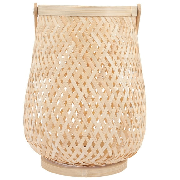 SKISUNO Hand-woven Bamboo Lantern Woven Decorative Candle Holder Candle Shade with Handle