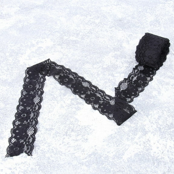 SKISUNO Lace Ribbon Trim For Sewing 1Set Black 5 Yards x 1.6In Floral Pattern