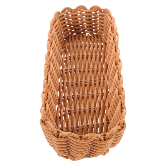 SKISUNO Light Brown Imitation Rattan Kitchen Storage Basket for Forks Spoons and Utensils
