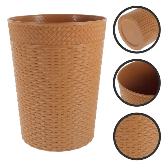 SKISUNO Plastic Household Trash Bin in Orange with Washable Design for Kitchen Living Room Storage