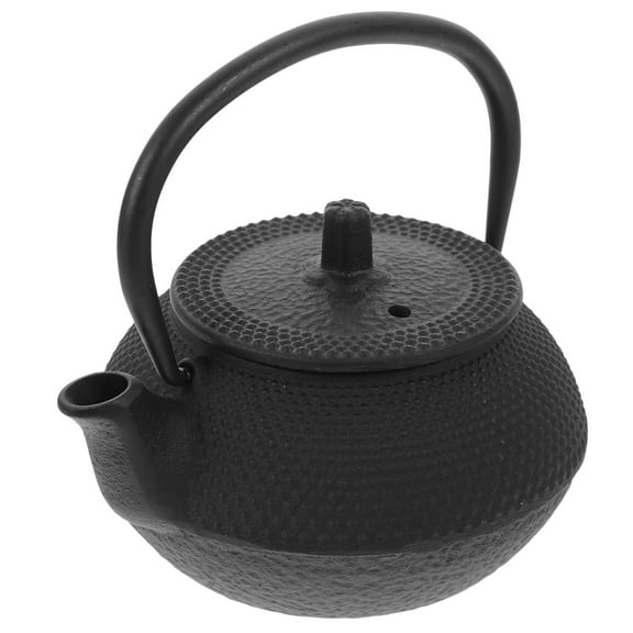 SKISUNO Pot Portable Cast Iron Black Metal Teakettle with Anti Scald Handle