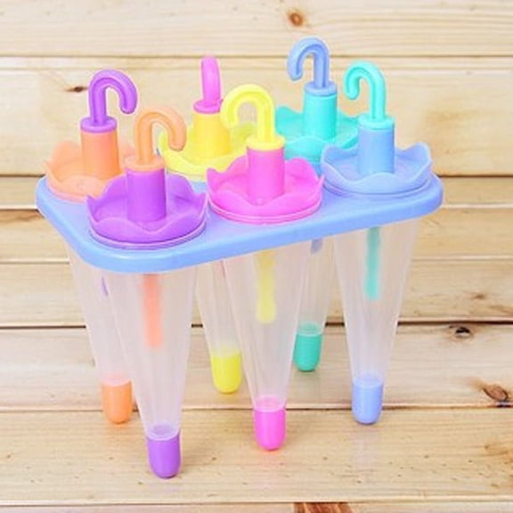 SKISUNO Reusable Easy Releaseice Mold Ice Cream Molds Pp Plastic 6-Cell Umbrella Shaped for Yoghurt Making 1 Set