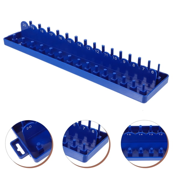 SKISUNO Socket Organizer Small PP Material Blue Simple Design For Workshop Tools 1Pack