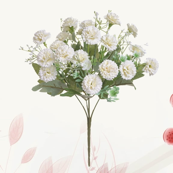 SKISUNO Simulated Plant for Home Decoration White Silk Carnations with Realistic Look
