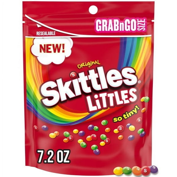 Skittles Littles Original Chewy Candy, Grab N Go, 7.2 oz Resealable Bag
