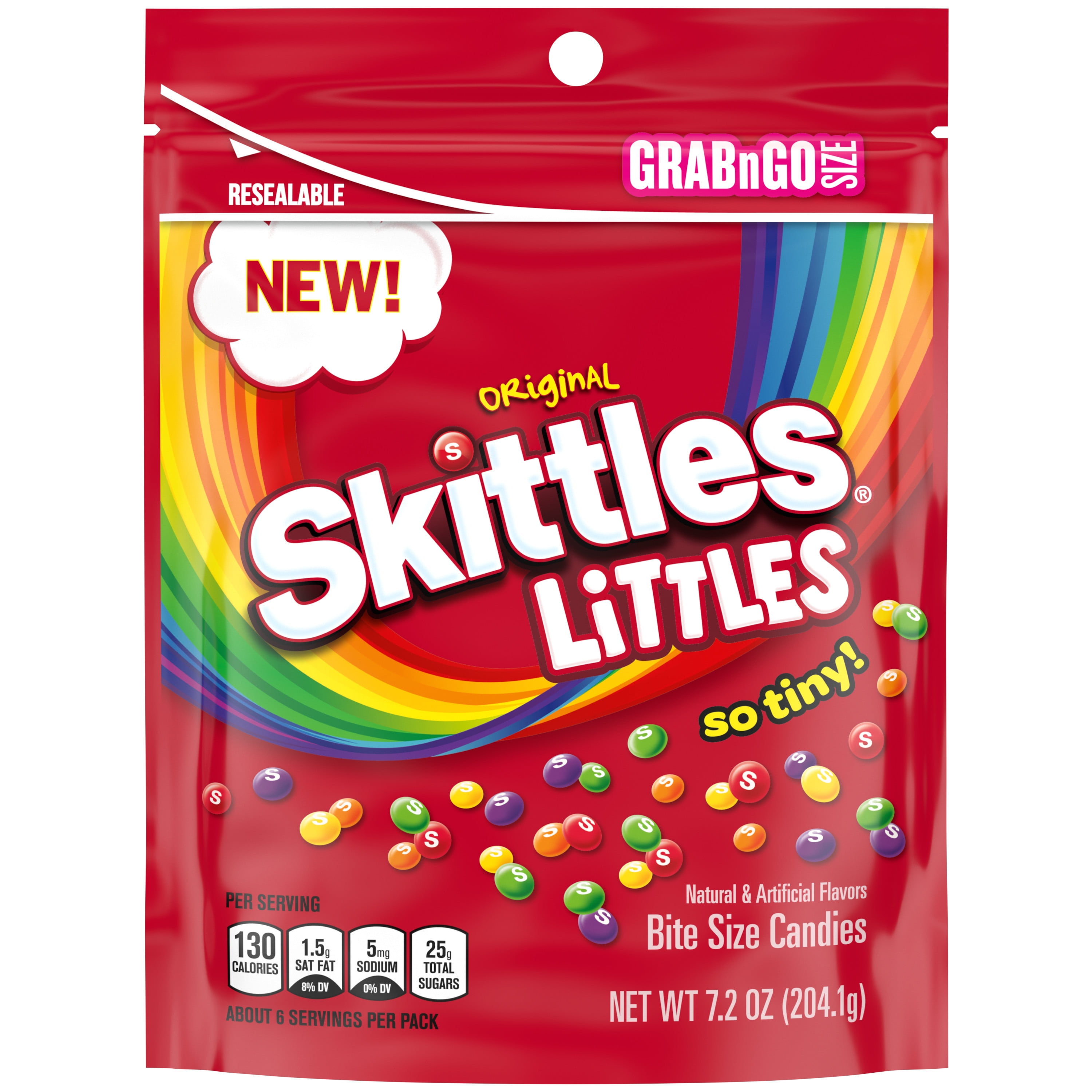 SKITTLES LITTLES Original Chewy Candy, Fruit Snacks, Resealable 7.2 Oz
