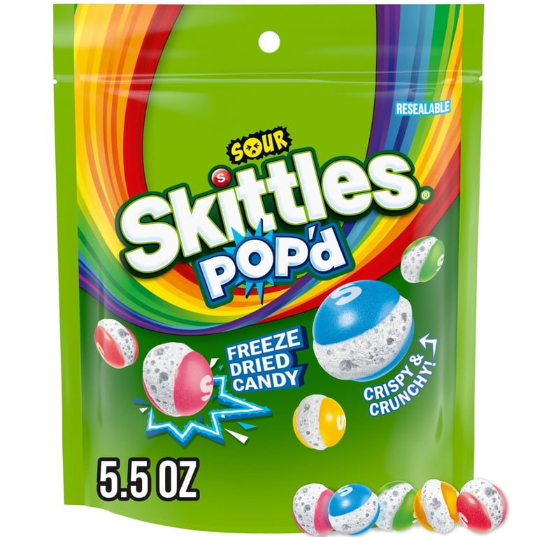Candyです！ Skittles Sour POP'D Freeze Dried Candy 5.5 oz Bag with Tangy