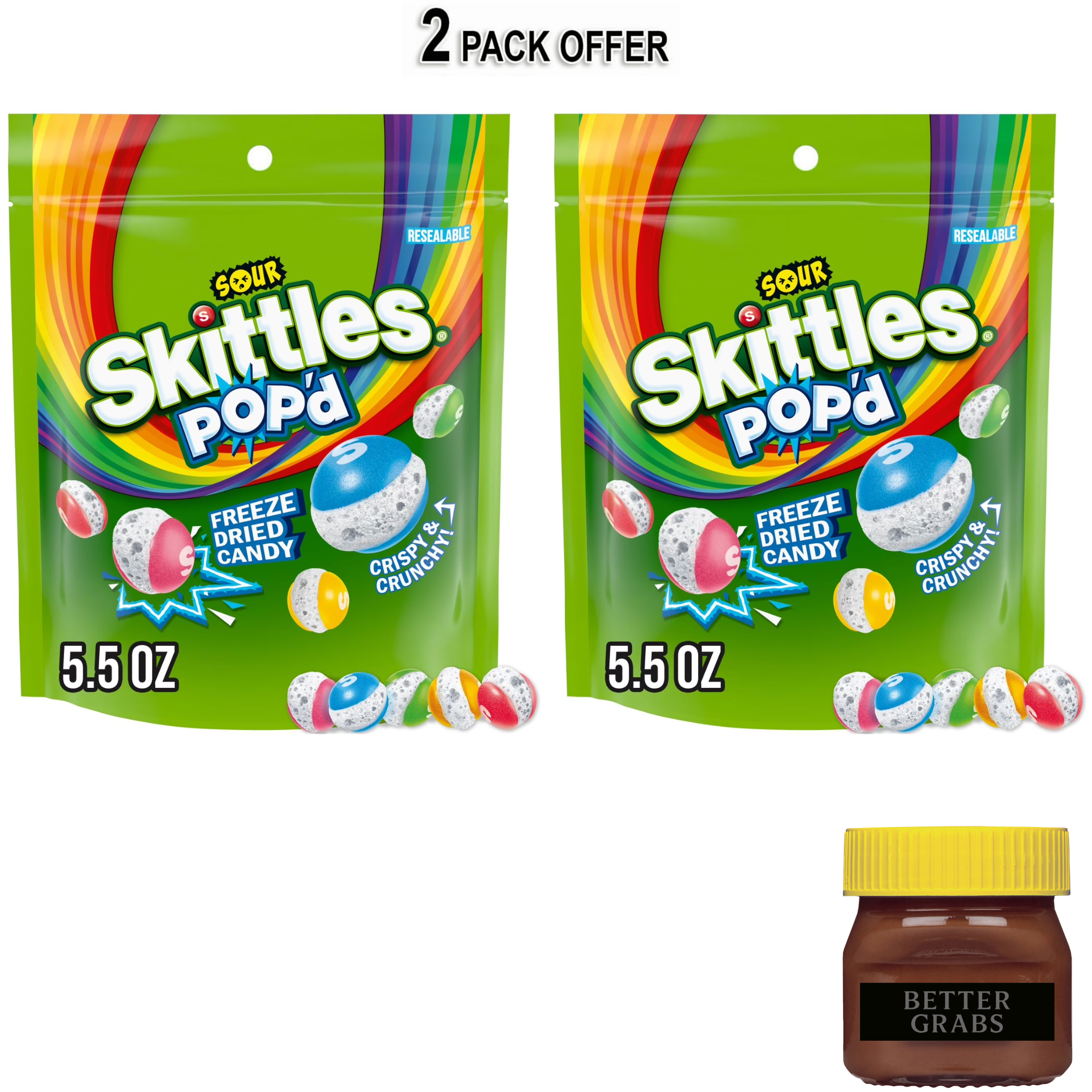 SKITTLES POP'D Sour Freeze Dried Candy - 5.5 oz
