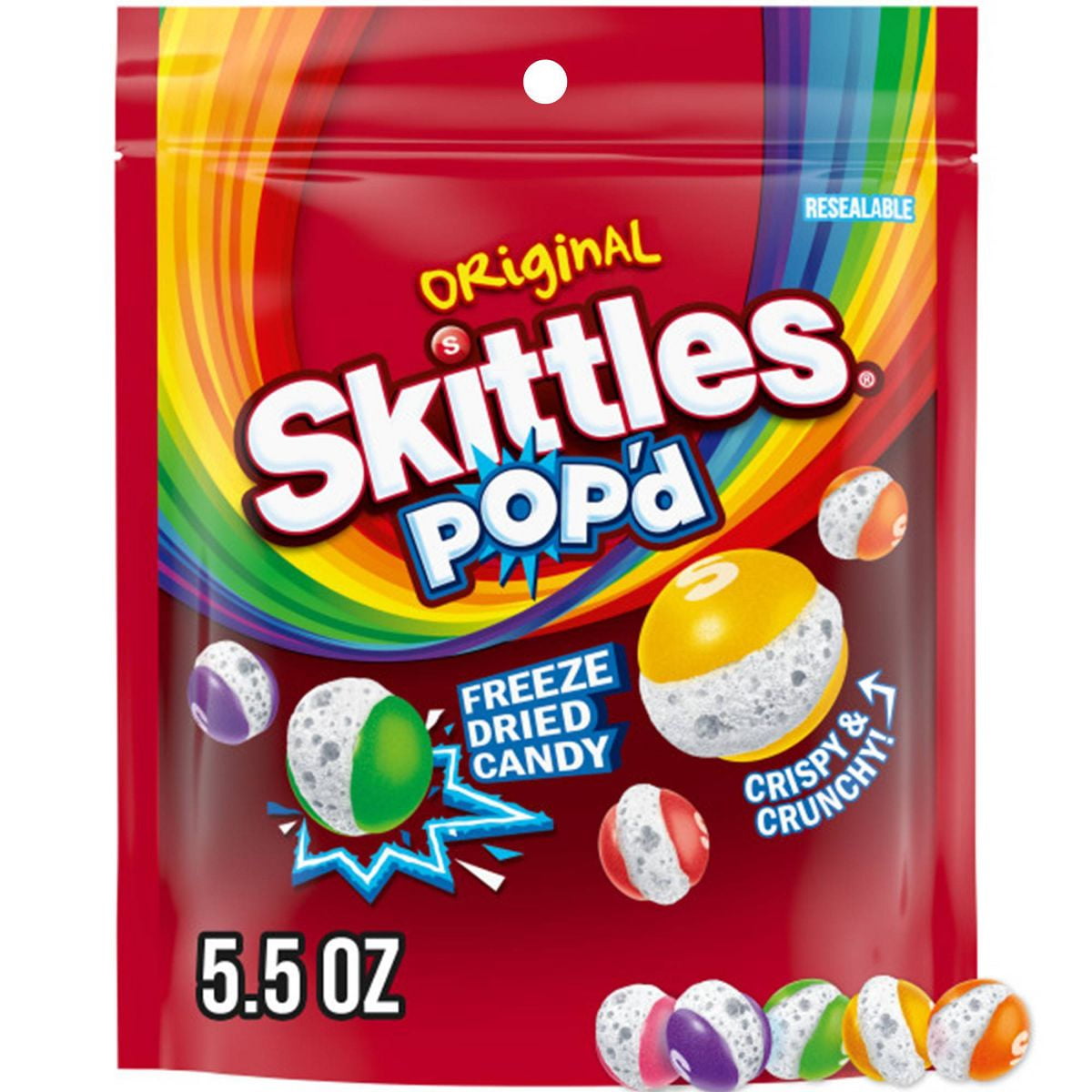 SKITTLES POP'dOriginals Freeze Dried Candy Resealable Candy Bag - 5.5oz