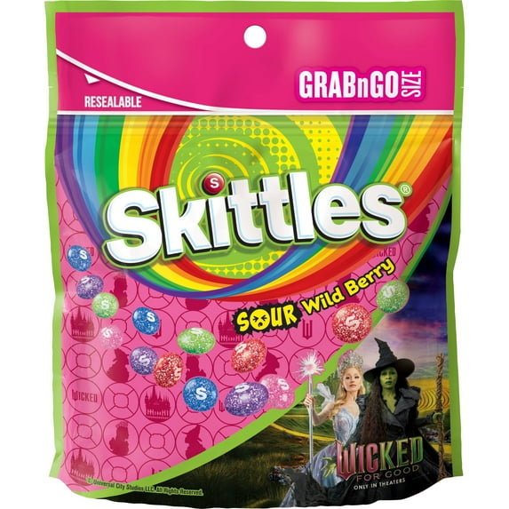 Skittles Sours Wild Berry Chewy Candy, Grab N Go - 7.2 oz Bag