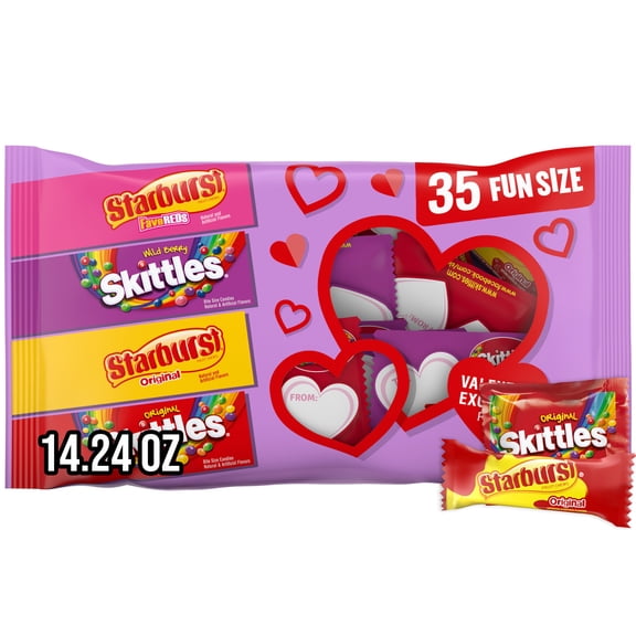 SKITTLES & STARBURST Chewy Valentine's Day Candy, 35 Ct Bulk Bag