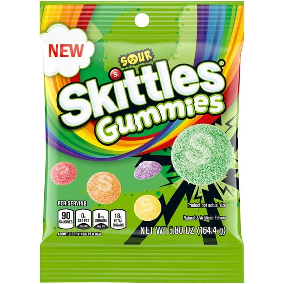 SKITTLES Sour Gummies Chewy Candy Assortment, 5.8 oz Bag (Pack of 2)