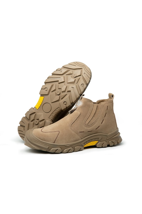 Men's Ankle High Steel Toe EH Welding Safety Boots – Puncture Resistant Slip Resistant Lightweight Canvas Suede