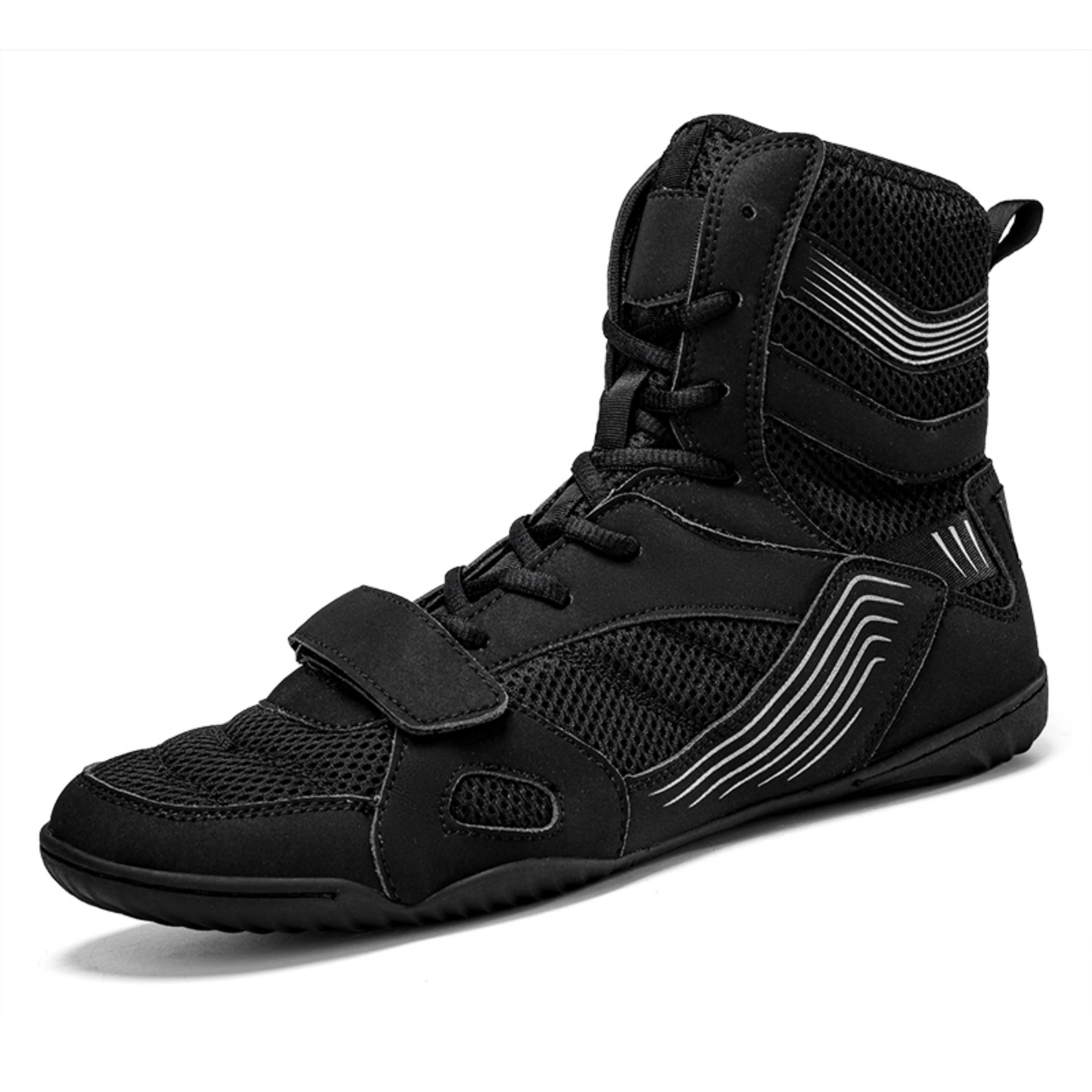 SKIUHS Men's High-Top Boxing Shoes - Adjustable Strap, Non-Slip Sole ...