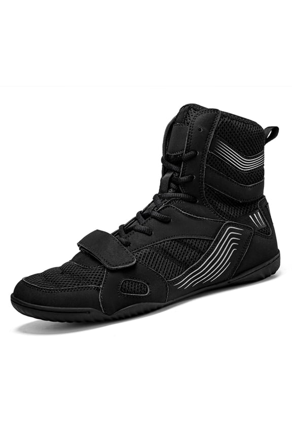 Men's High-Top Boxing Shoes - Adjustable Strap, Non-Slip Sole & Ankle Support for Boxing Training & Matches