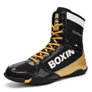 SKIUHS Mens High-Top Boxing Shoes - Bold Color Block, Non-Slip Boxing Glove-Inspired Sole & Ankle Support for Training & Matches